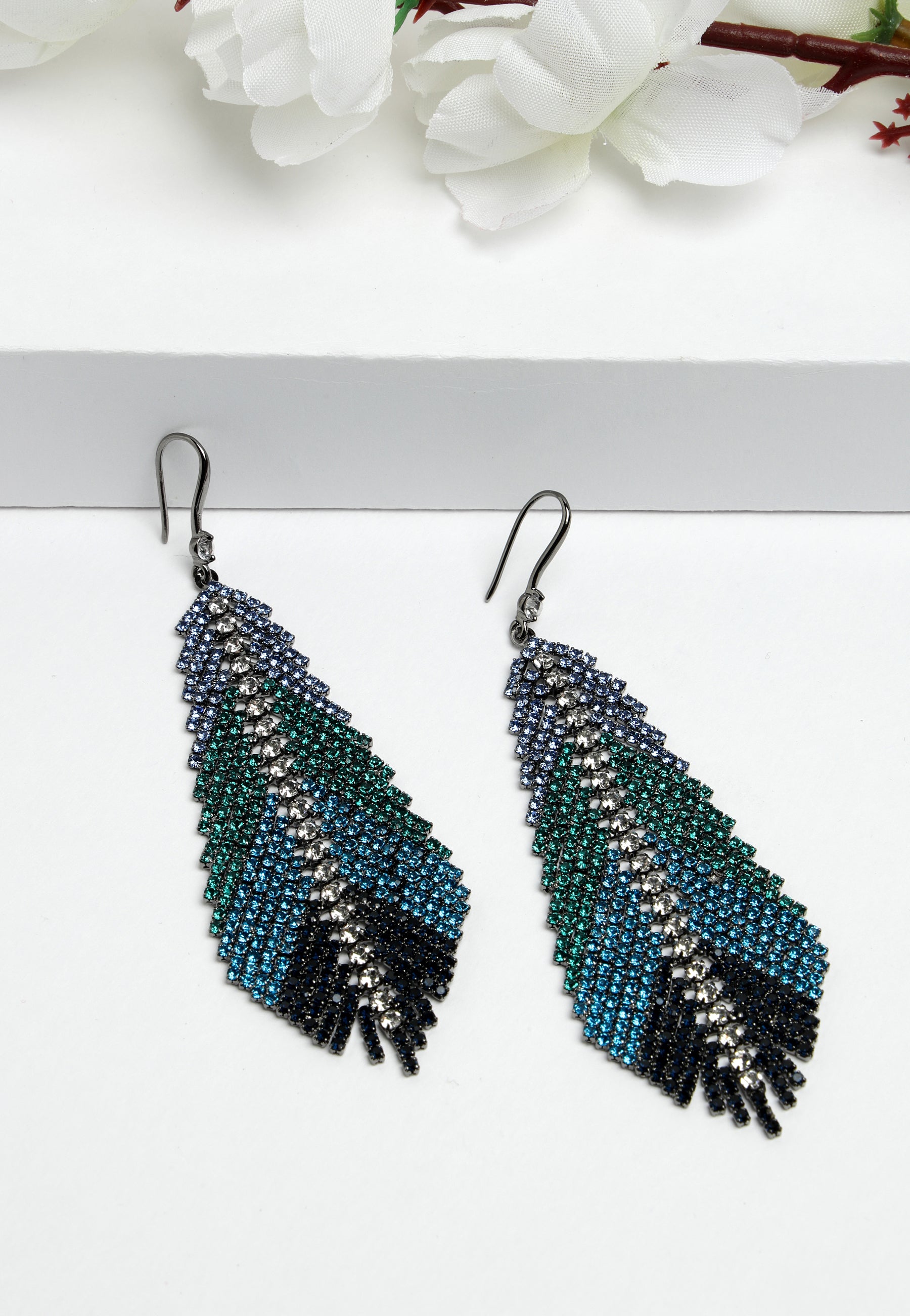 Feather Crystals Studded Earrings