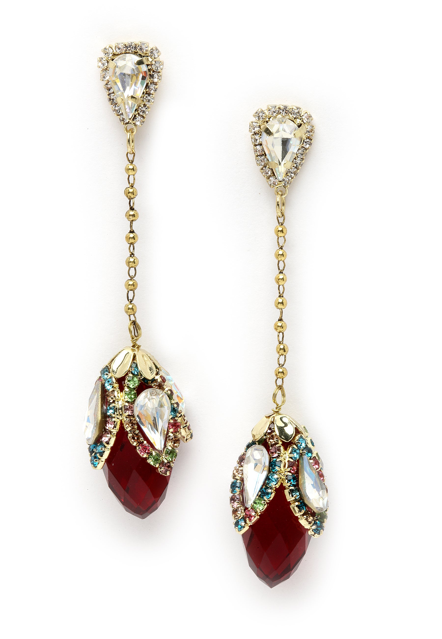Avant-Garde Paris Crystals Floral Drop Earrings