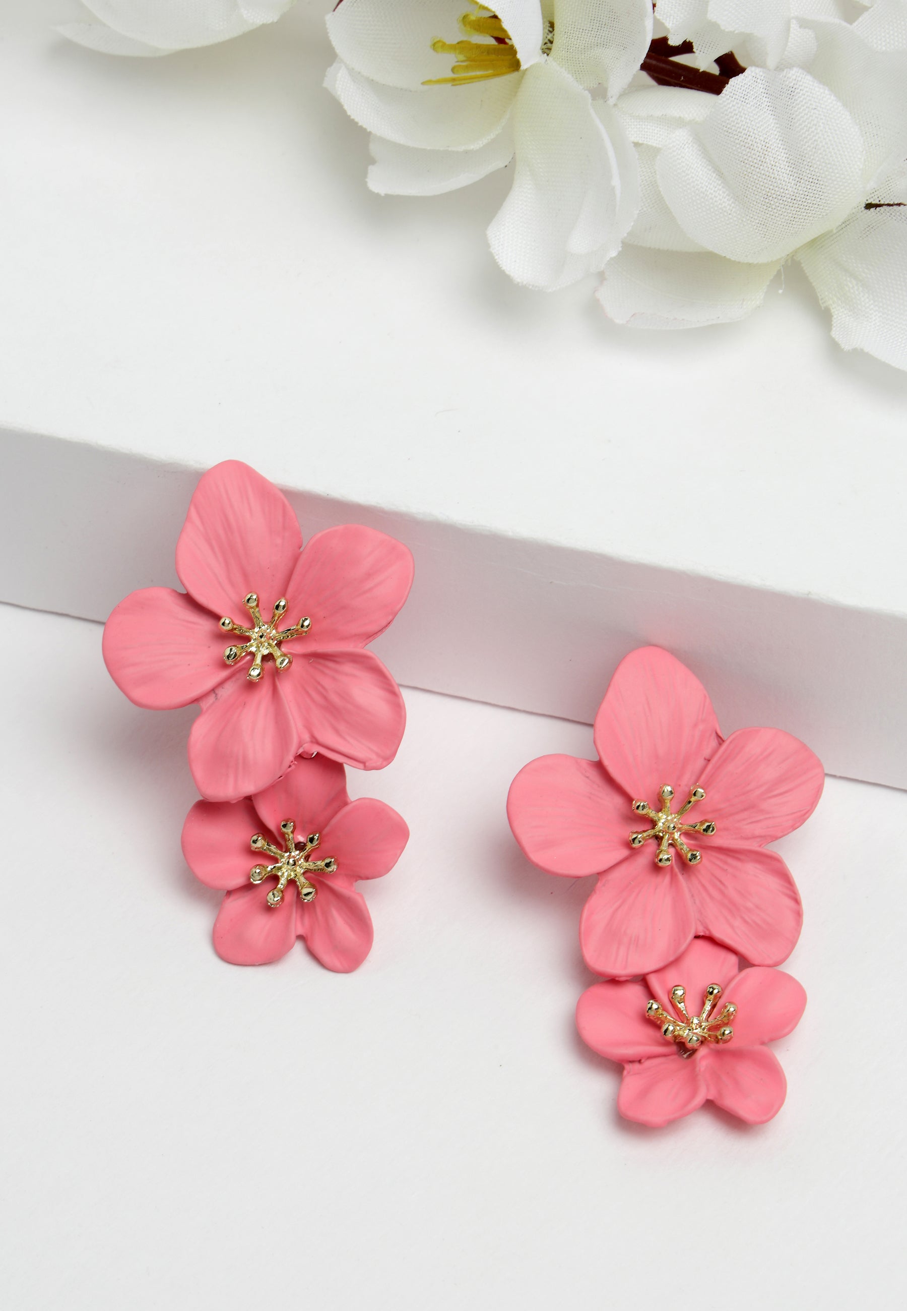 Multi-colored Twin Floral Drop Earring