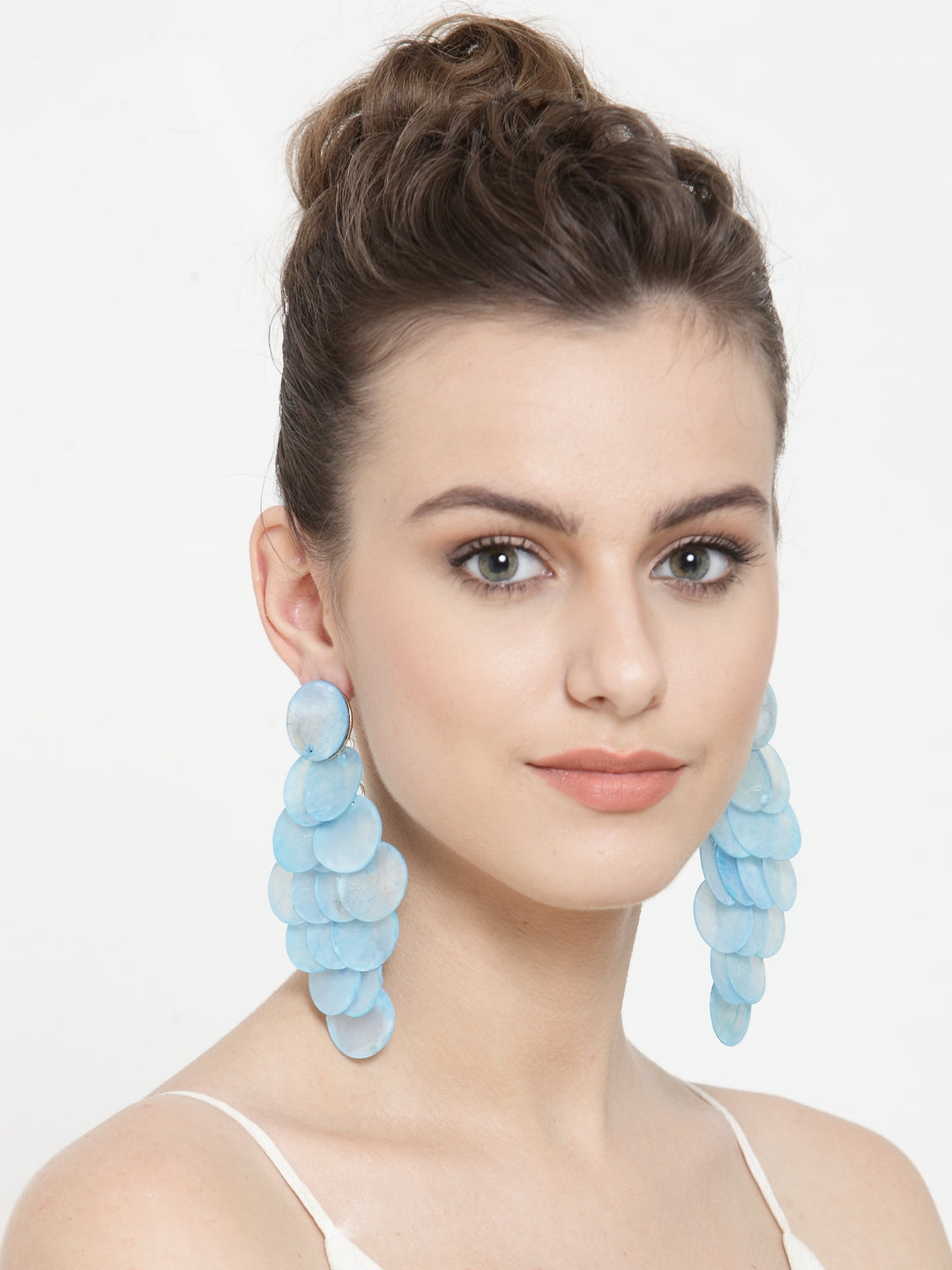 Avant-Garde Paris Fashion Statement Hawaii Beach Blue Sea Shell Conch Teardrop Earrings