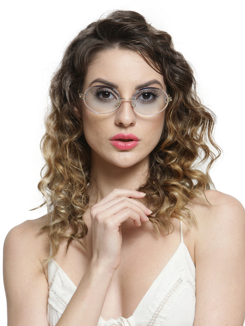 Rimless Eyeglasses Round Ocean Sunglasses for Women