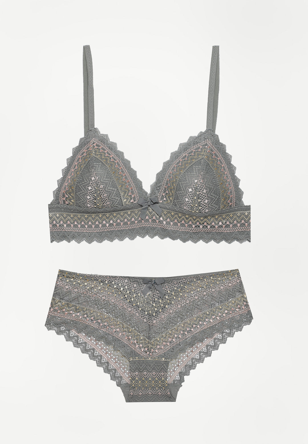 Padded Non-wired Lace Bra Set